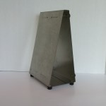 NDSS stainless steel deli bag stand, angled side view